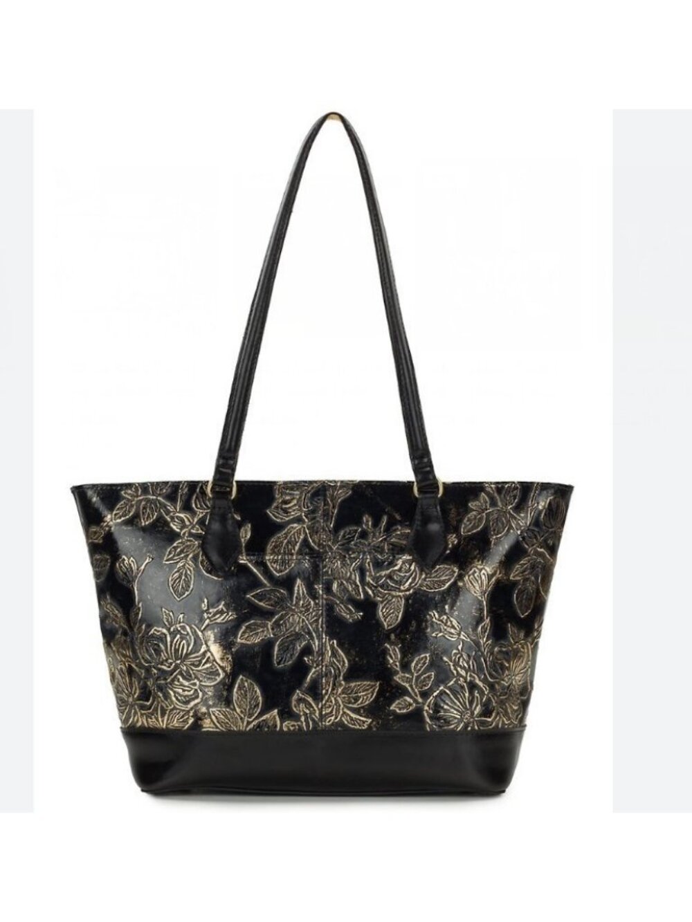 PATRICIA NASH Meka Bark Leaves leather women's tote bag - Black / Gold